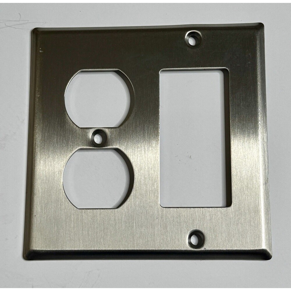 Restoration Hardware Metal Single Socket & Rocker Plate Cover Brushed Nickel BN